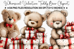 Whimsical Valentine Teddy Bear Clipart Product Image 1