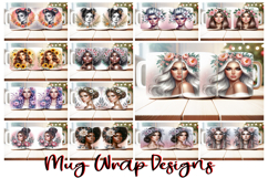 170 Feminine Mug Wrap Designs 11oz &amp; 15oz PNG Afro, Floral Product Image 10