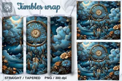 Blue Dream catcher Tumbler Sublimation, 20 oz Tumbler Wrap Product Image 1