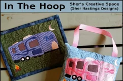 Tow Along Camper Mug Rug or Doorknob Hanger Pattern - Machine Embroidery Product Image 1