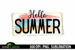 Sublimation Hello Summer Watercolor PNG T-Shirt Design Product Image 2