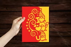 Papercut Gnome Holding I love You Signs Paper Cut Card Cover Product Image 3