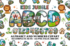 Kids Jungle Alphabet clipart, kids jungle letters doodle Product Image 1