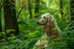Majestic afghan hound in lush forest Product Image 1