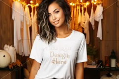 Halloween T-Shirt Mockup Women, White T-Shirt Mockup, d41 Product Image 2