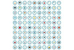 100 universal icons set, cartoon style Product Image 1