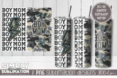 Boy Mom Camo Sublimation Tumbler Wrap Png Product Image 1