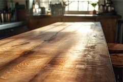 Warm sunlight on wooden kitchen table Product Image 1