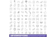 100 startup icons set, outline style Product Image 1