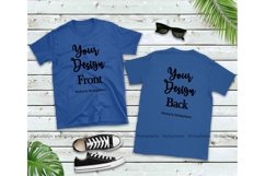 Front &amp; Back Blue Tshirt Mockup, Gildan 64000 Shirt Mock Up Product Image 1