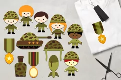 Military clipart / army kids, soldier, tank, medals graphics Product Image 1
