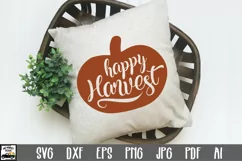Happy Harvest SVG Cut File - Fall Farmhouse SVG PNG DXF EPS Product Image 1