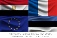 Realistic waving 50 Country National Flags of The World. Product Image 5