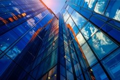 Modern glass skyscrapers at sunset Product Image 1