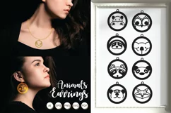 Cute Animals Earrings and Pendant, Stamp, Paper Cut Template Product Image 1