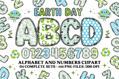 Earth Day Alphabet png clipart, earth day letters doodle Product Image 1