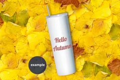 Fall 20oz Skinny tumbler mockup, Autumn White Tumbler mockup Product Image 3