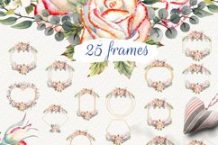 Watercolor set roses and hummingbird Product Image 9