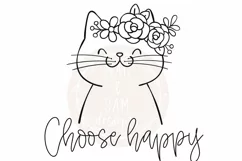 Cat svg, floral cat svg, flower svg, choose happy svg Product Image 1