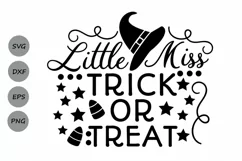 Little Miss Trick Or Treat Svg, Halloween Svg, Witch svg. Product Image 1