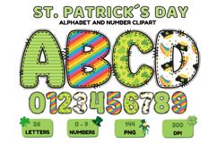 ST PATRICK Alphabet PNG Clipart, St Patrick letters doodle Product Image 1