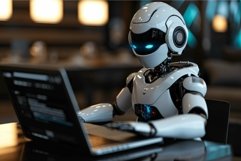 Sophisticated Robot hand laptop. Generate Ai Product Image 1