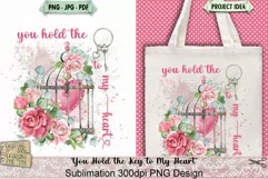 Valentine | Key to My Heart | Birdcage | Roses | Sublimation Product Image 1