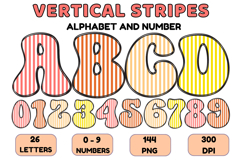 Stripes Alphabet Letters &amp; Numbers Clipart PNG 300DI Product Image 1