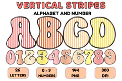Stripes Alphabet Letters & Numbers Clipart PNG 300DI Product Image 1