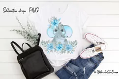 Floral Elephant Sublimation. Baby boy with flowers Product Image 3
