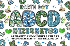 Earth Day Alphabet png clipart, earth day letters doodle Product Image 1