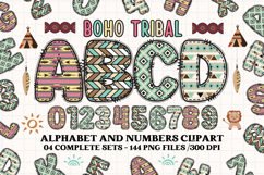 Boho tribal Alphabet png clipart, boho letters doodle Product Image 1