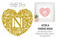 Letter N paper cut design. SVG / DXF / EPS / PNG files Product Image 1