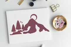 Grunge Mountains with Birds and Trees T-Shirts SVG, AI, EPS Product Image 3