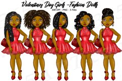 Valentine's Day Girls Clipart, Black girls, Fashion Dolls Product Image 1