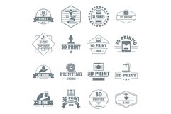 3d printing logo icons set, simple style Product Image 1