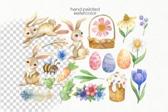 Watercolor Easter Bunny Clipart - PNG Files Product Image 2