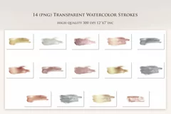 Gold Watercolor Brush Strokes Jpg-Png Product Image 2