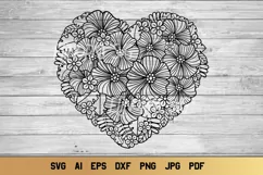 Heart SVG | Zentangle Heart SVG | Flower SVG | Love SVG Product Image 1