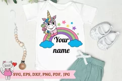 SVG Cute rainbow with unicorn for kids, blank Monogram Product Image 6