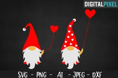 Valentine Gnomes SVG PNG DXF | Valentines Crafters SVG Product Image 1