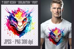 Watercolor Fantasy Dragon design PNG/JPEG Product Image 1
