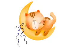 Little Tiger Fly on Hot Air Balloon. Baby Tiger Dreaming Product Image 2