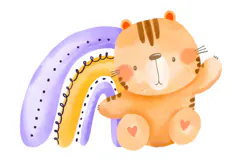 Little Tiger Fly on Hot Air Balloon. Baby Tiger Dreaming Product Image 5