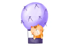 Little Tiger Fly on Hot Air Balloon. Baby Tiger Dreaming Product Image 3