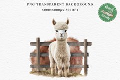 Baby Alpaca Farm Animals Clipart PNG Scrapbooking Nursery Art Image Watercolor  Transparent Print invitation shirt designs sublimation kids printable digital