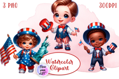 4 of July Patriotic American Flag Clipart Fun Product Image 1