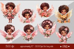 Valentine clipart watercolor Baby Angels, Cupid, and African American angel PNG cute watercolor clipart on a transparent background designs for sublimation