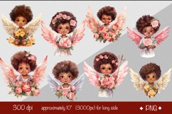 Valentine clipart watercolor Baby Angels, Cupid, and African American angel PNG cute watercolor clipart on a transparent background designs for sublimation