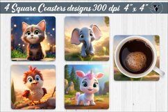 Square Coasters png | Baby animals sublimation Product Image 1
